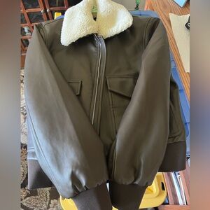GAP Brown Bomber Jacket with Cream Collar